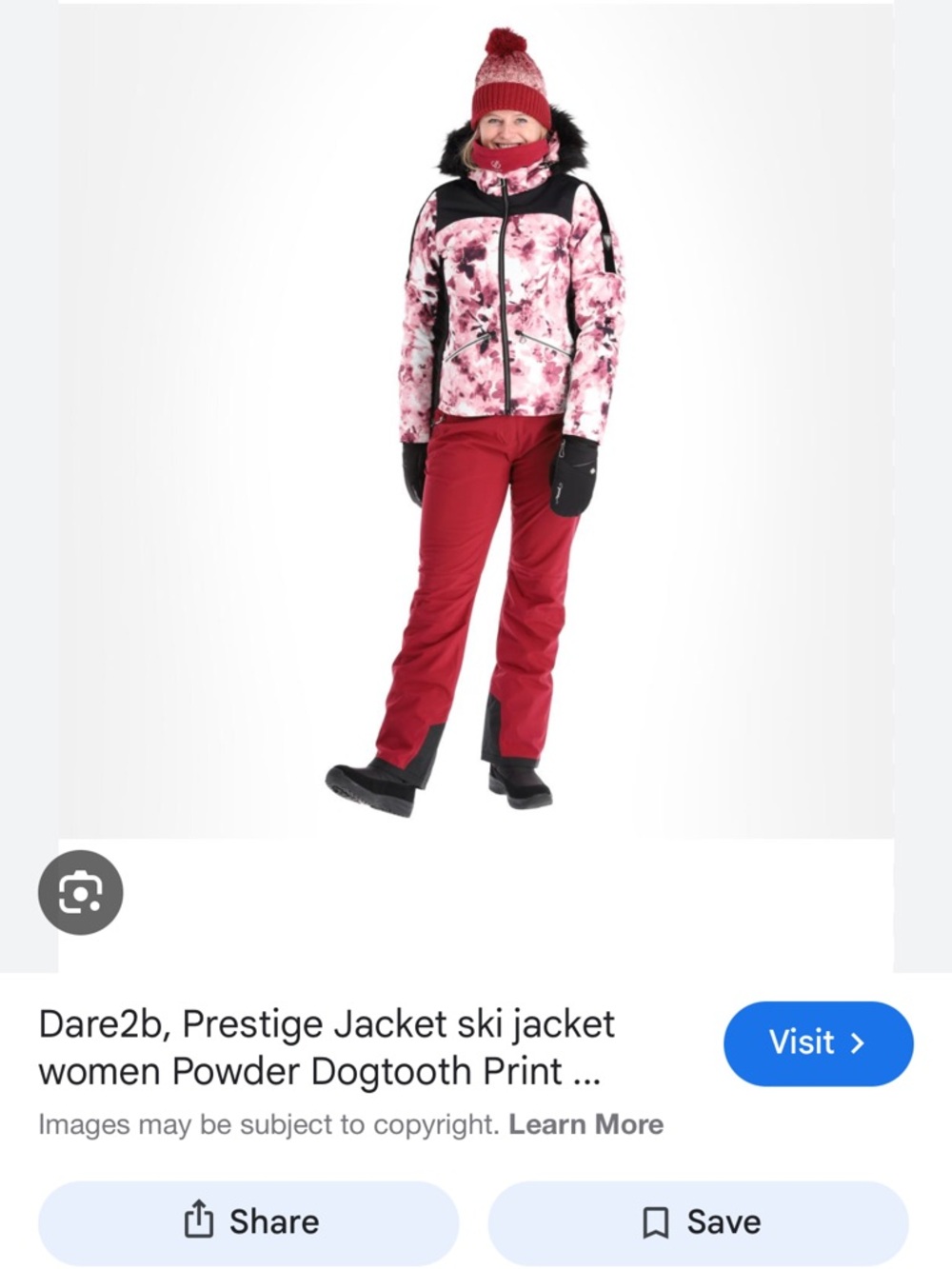 Dare2b Prestige Women's Ski Jacket Powder Dogtouch Print US 14